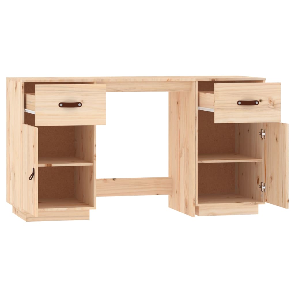 Desk With Cabinets 135X50X75 Cm Solid Wood Pine