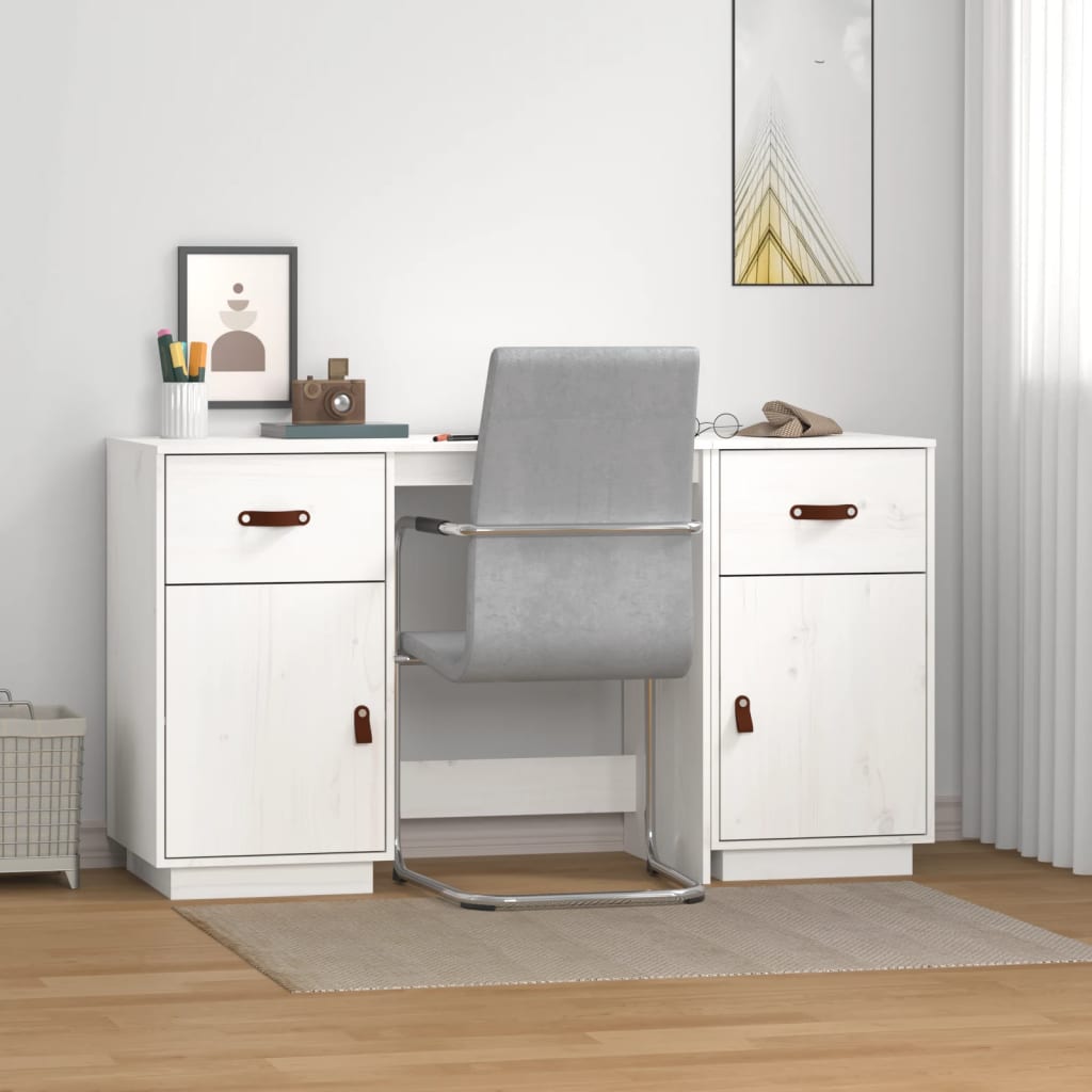 Desk With Cabinets 135X50X75 Cm Solid Wood Pine