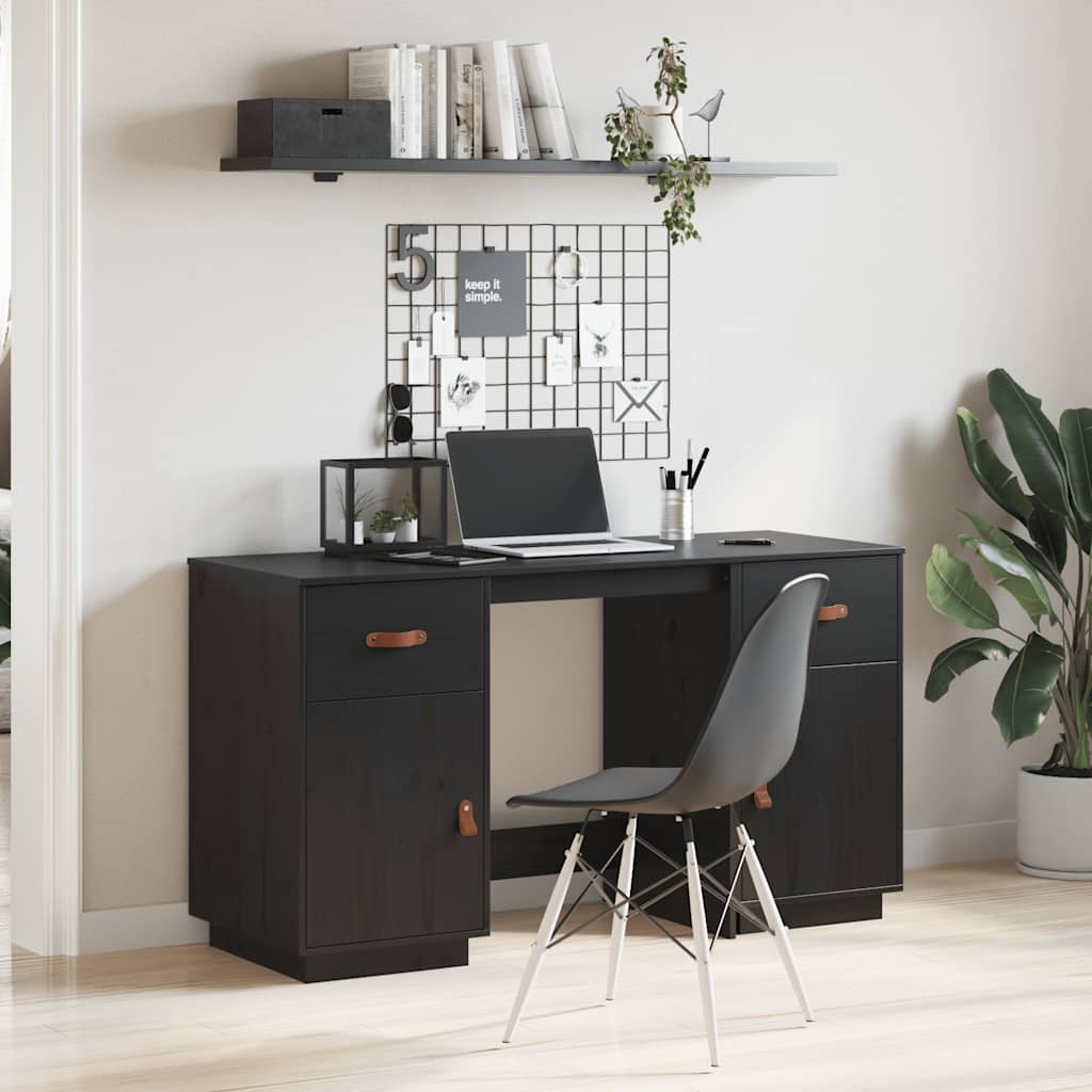 Desk With Cabinets 135X50X75 Cm Solid Wood Pine