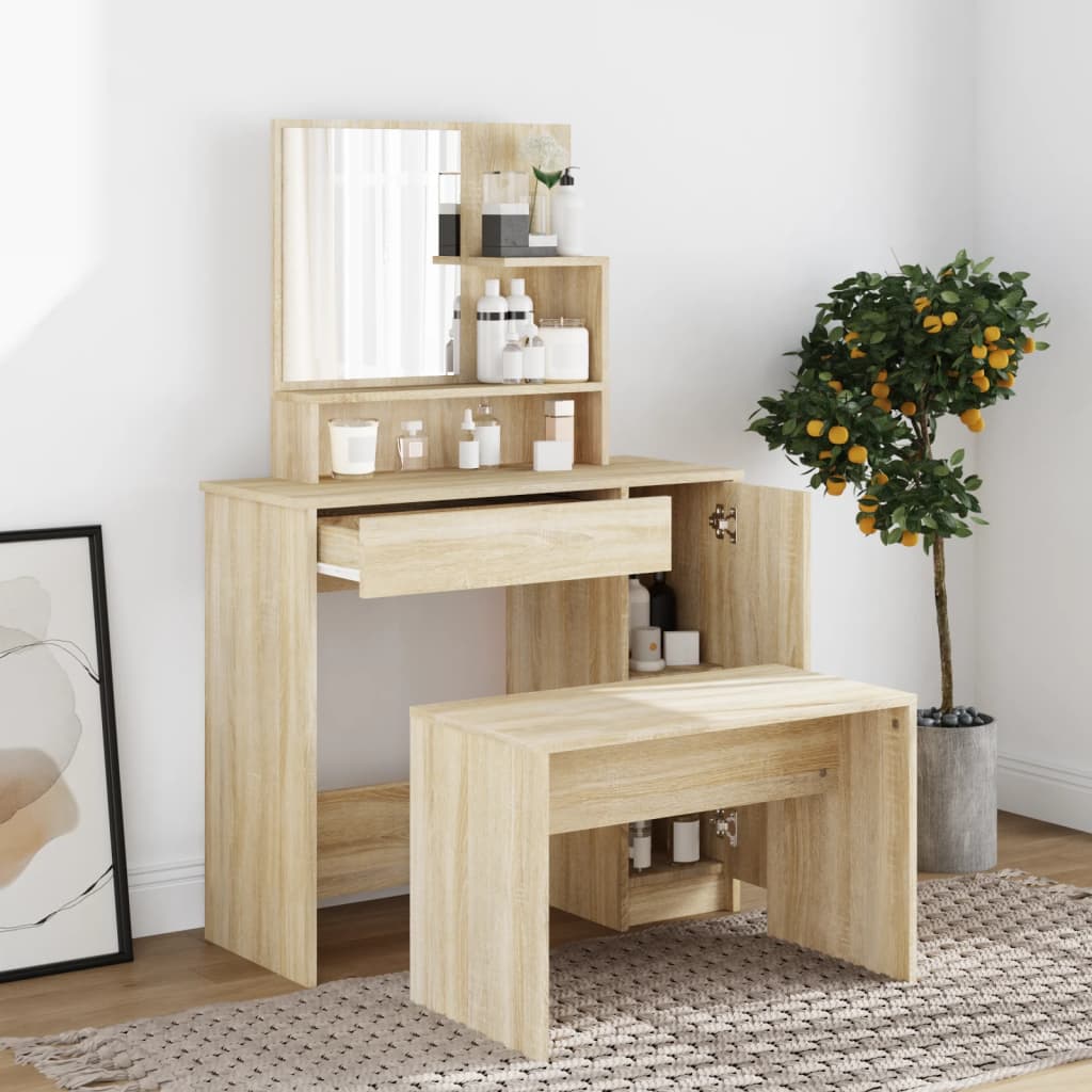 Dressing Table Set Engineered Wood