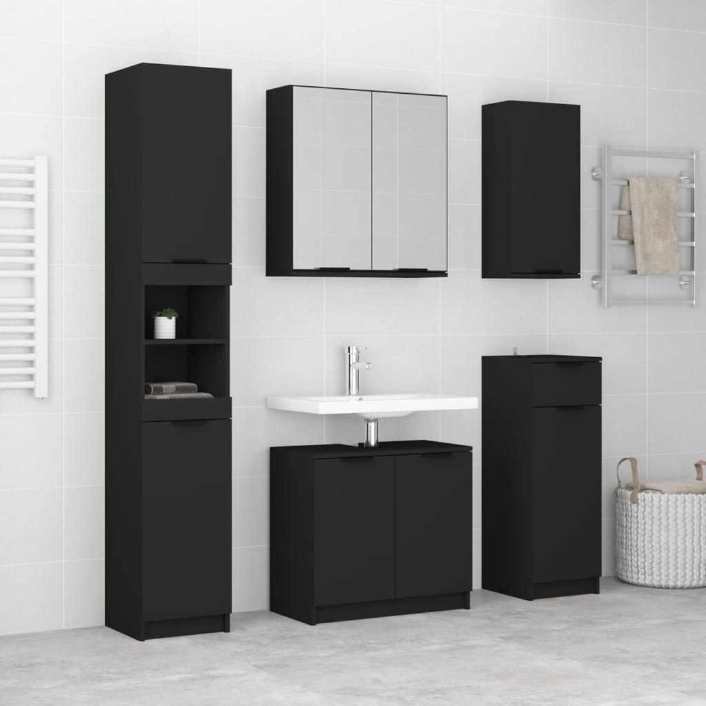 5 Piece Bathroom Cabinet Set Engineered Wood