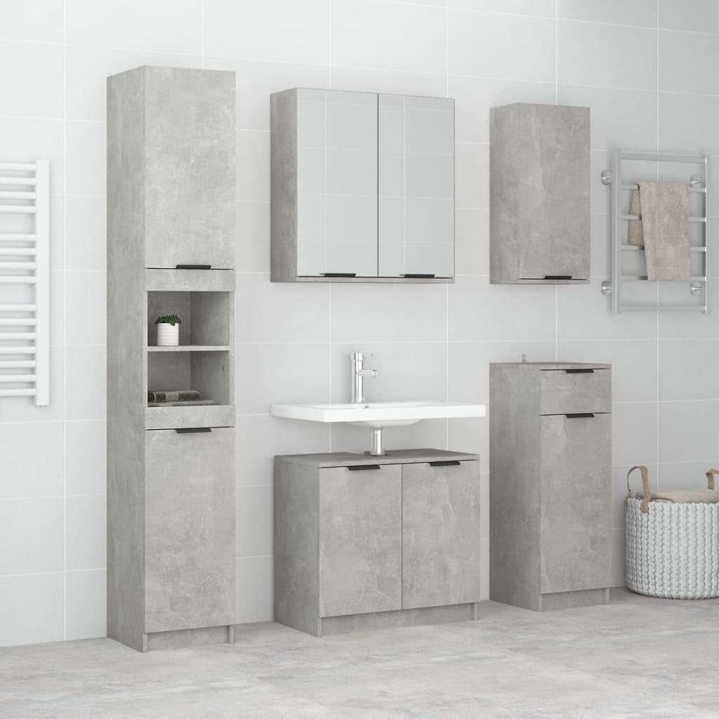 5 Piece Bathroom Cabinet Set Engineered Wood