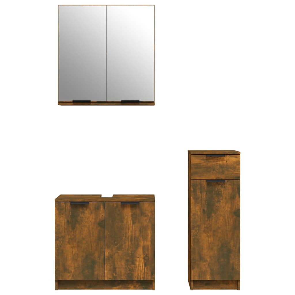 3 Piece Bathroom Cabinet Set Engineered Wood