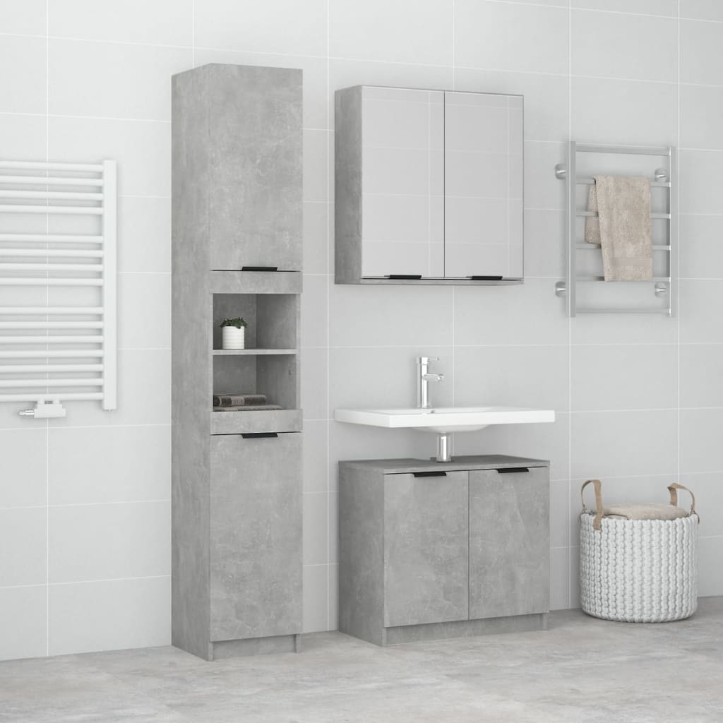 3 Piece Bathroom Cabinet Set Engineered Wood