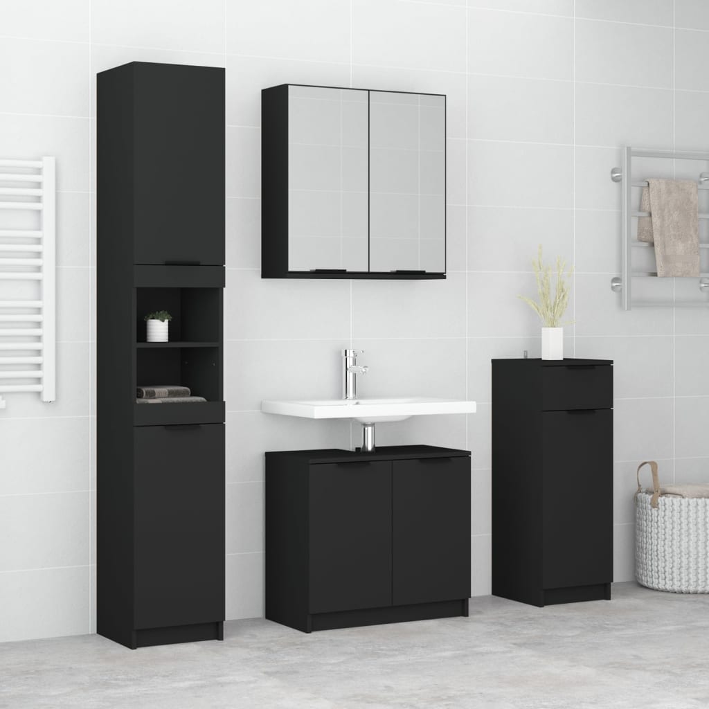 4 Piece Bathroom Cabinet Set Engineered Wood