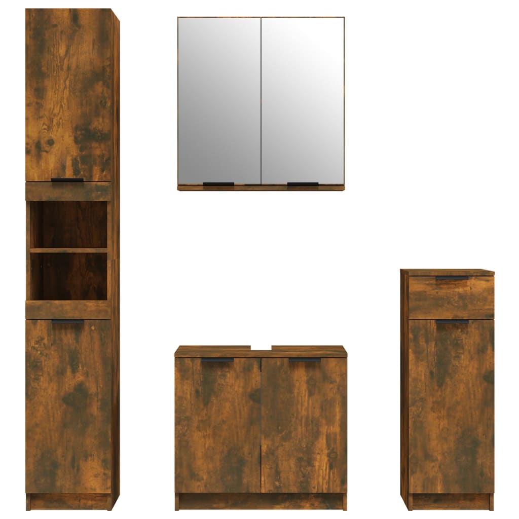 4 Piece Bathroom Cabinet Set Engineered Wood