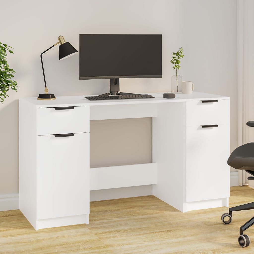 Desk With Side Cabinet Engineered Wood