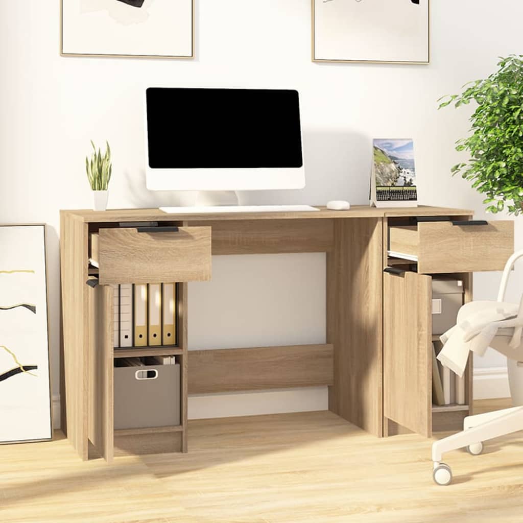 Desk With Side Cabinet Engineered Wood
