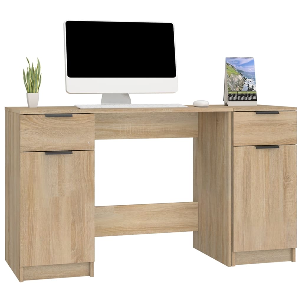 Desk With Side Cabinet Engineered Wood