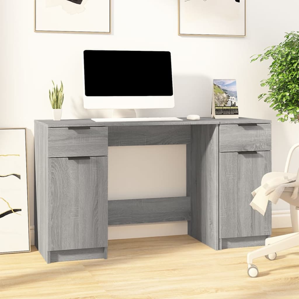 Desk With Side Cabinet Engineered Wood