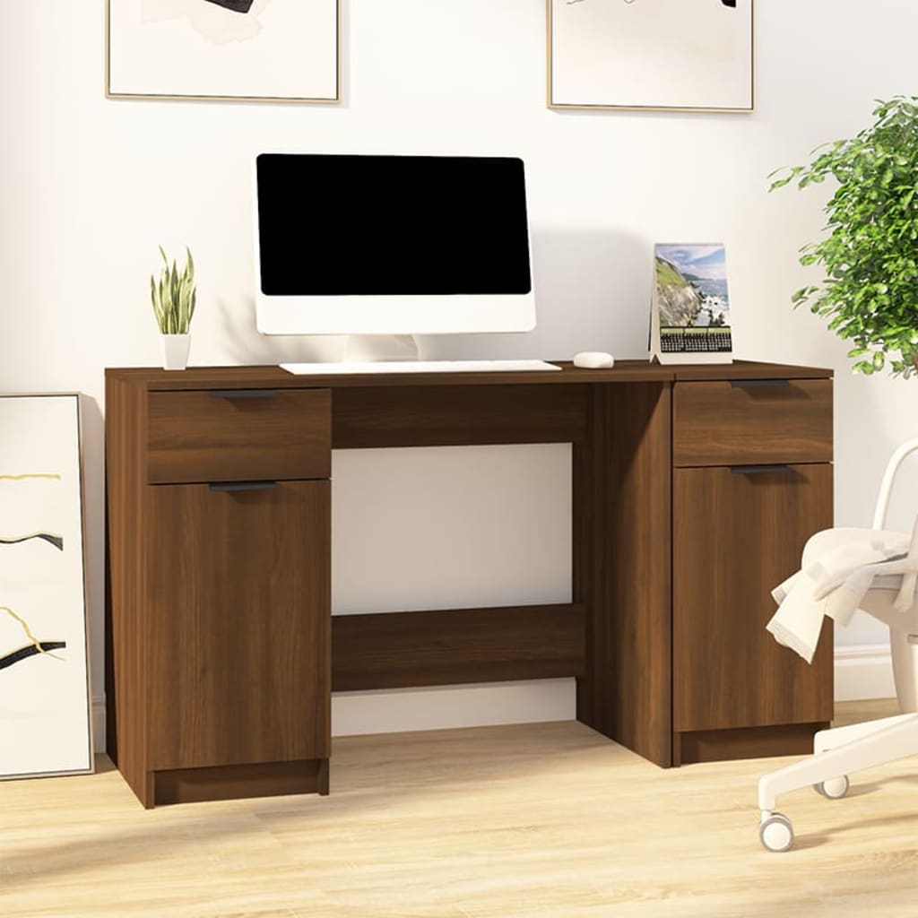 Desk With Side Cabinet Engineered Wood