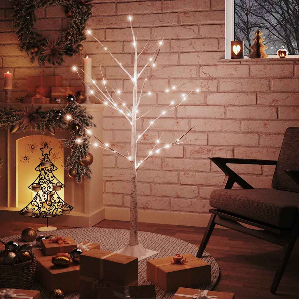 Led White Birch Tree Warm White 128 Leds