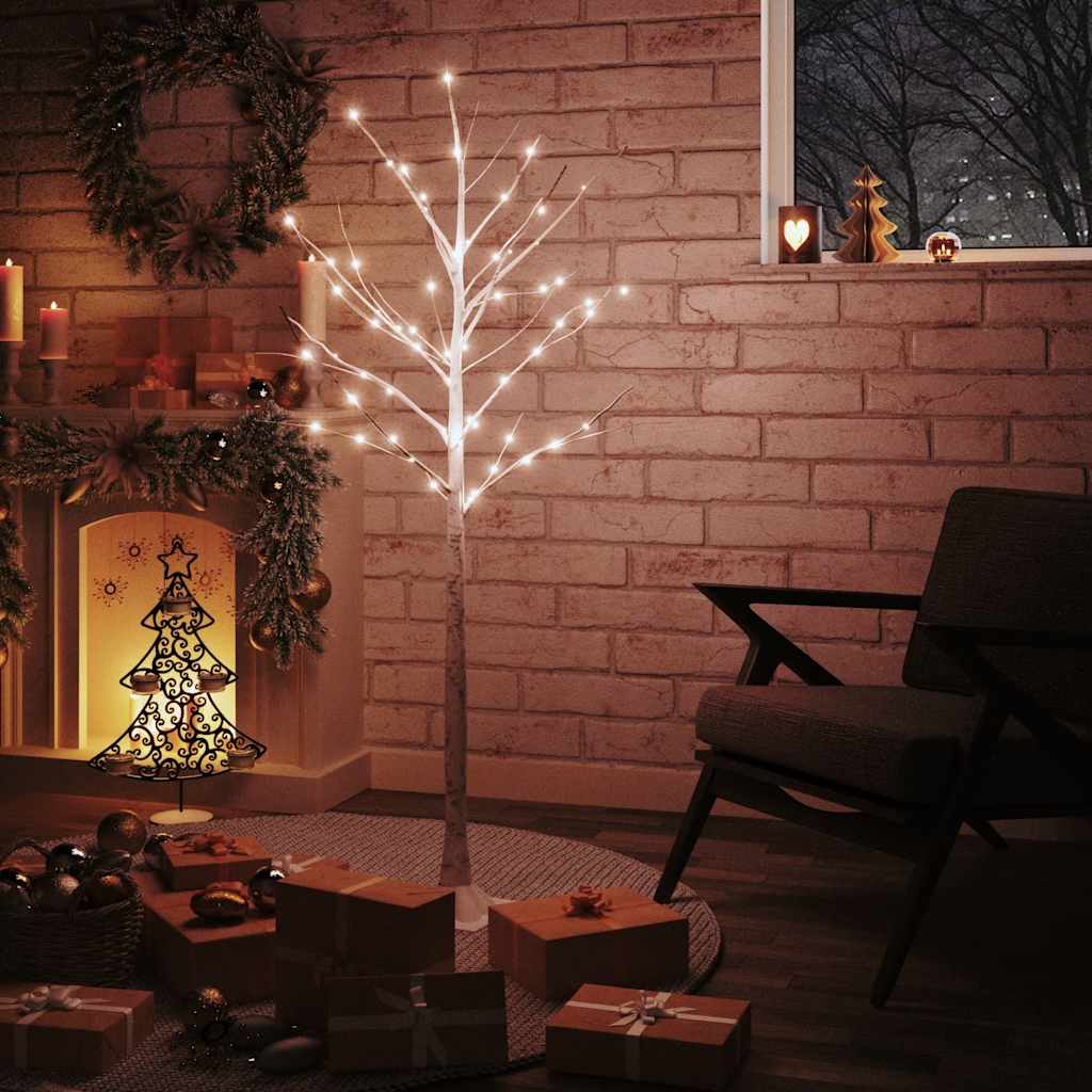 Led White Birch Tree Warm White 128 Leds