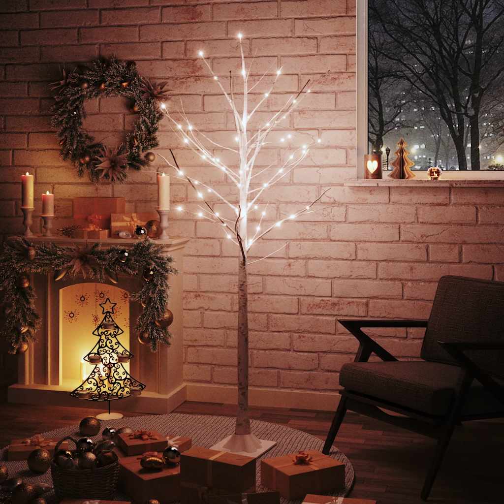 Led White Birch Tree Warm White 128 Leds