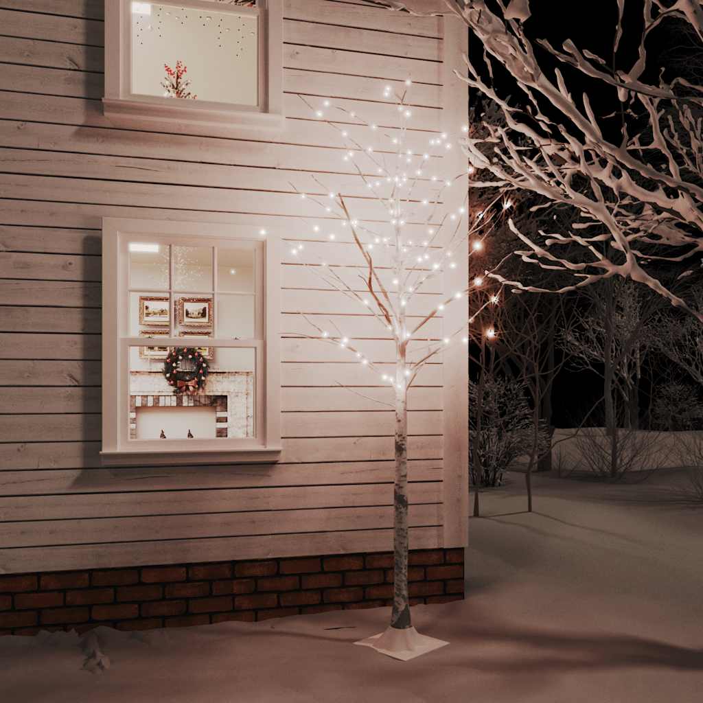 Led White Birch Tree Warm White 128 Leds
