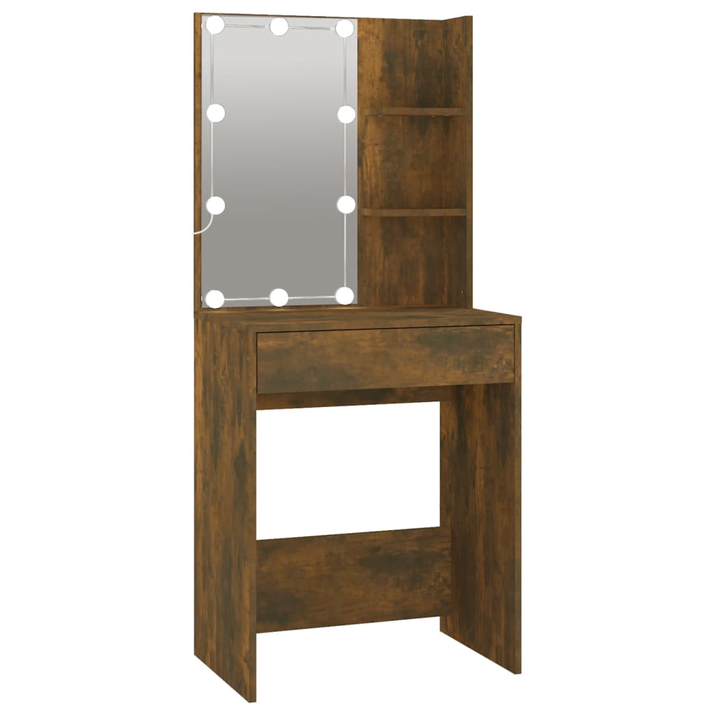 Led Dressing Table With Cabinets Engineered Wood