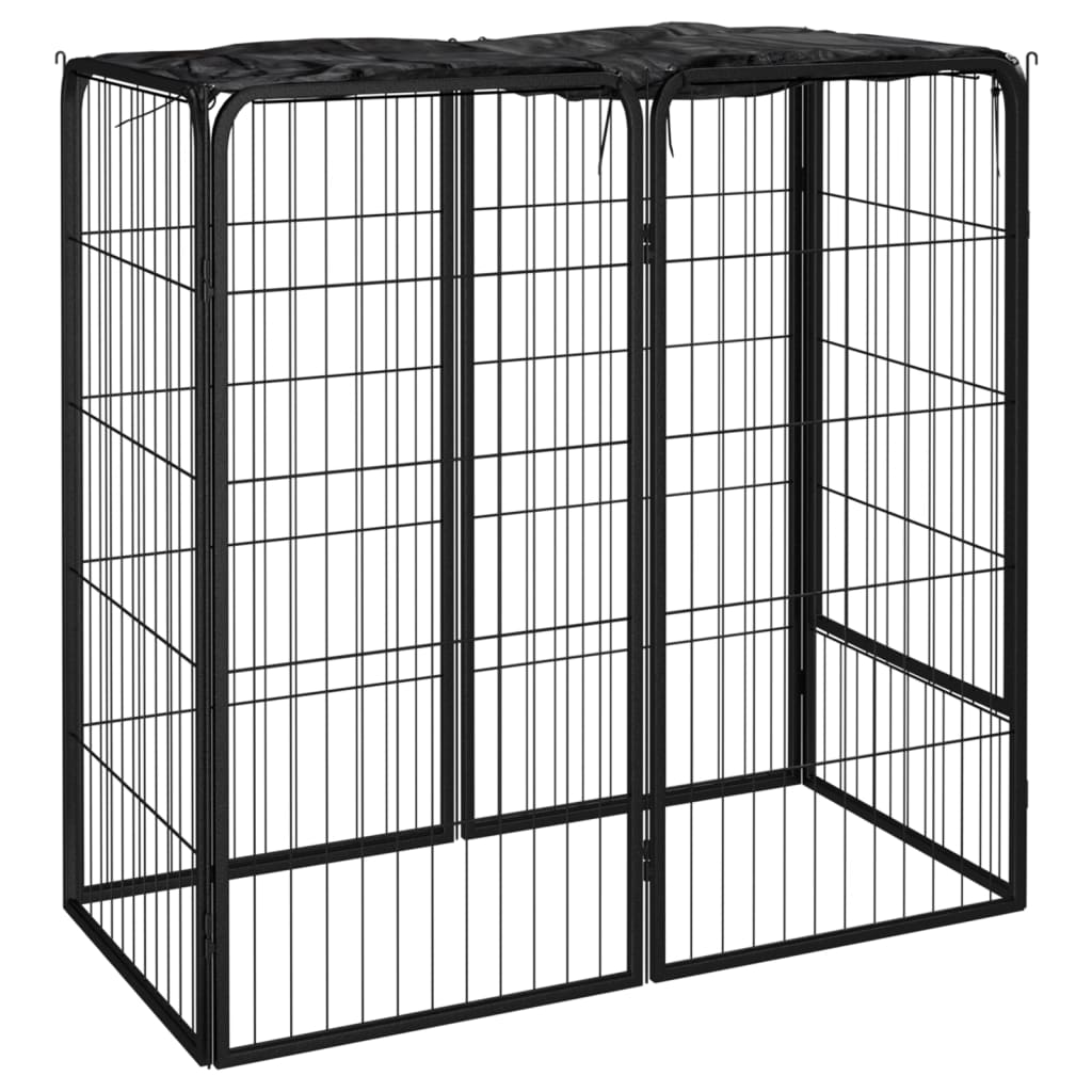 26-Panel Dog Playpen Black 50X100 Cm Powder-Coated Steel