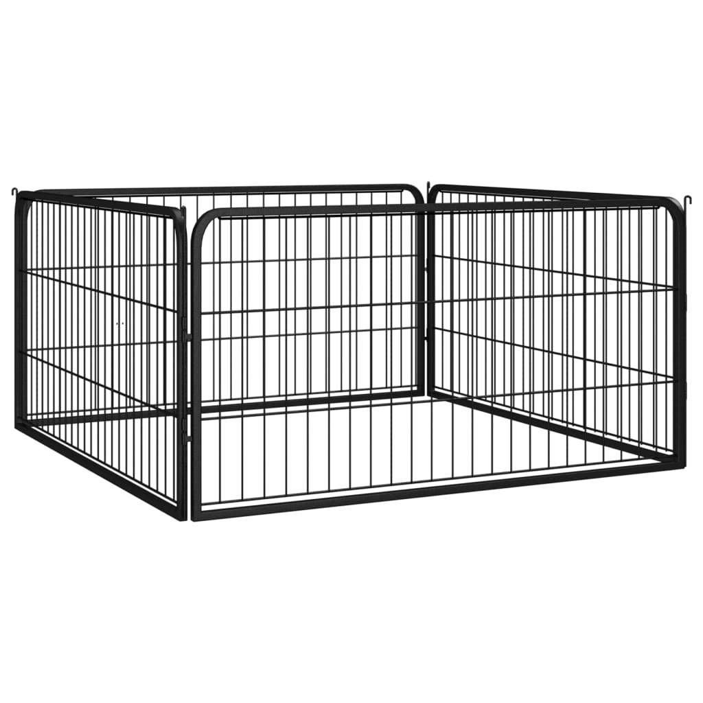 32-Panel Dog Playpen Black 100X50 Cm Powder-Coated Steel