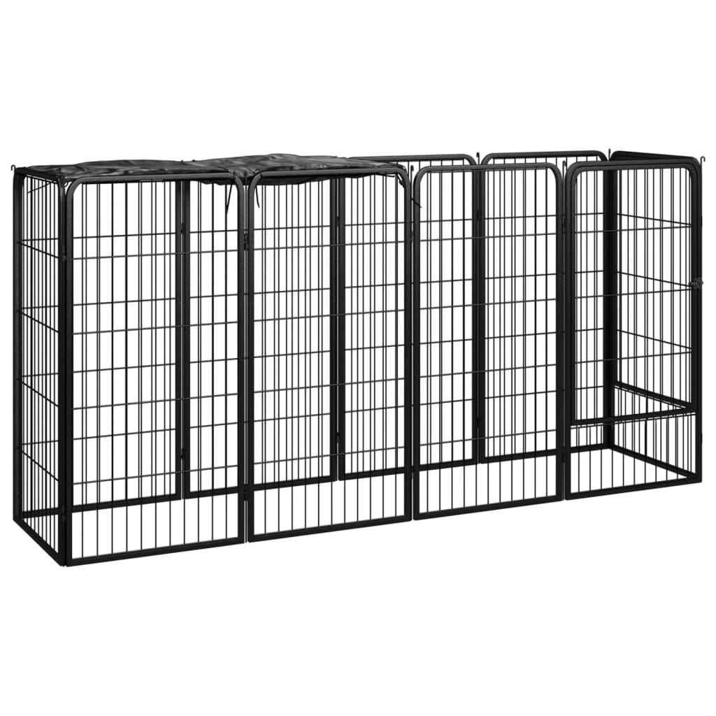 26-Panel Dog Playpen Black 50X100 Cm Powder-Coated Steel
