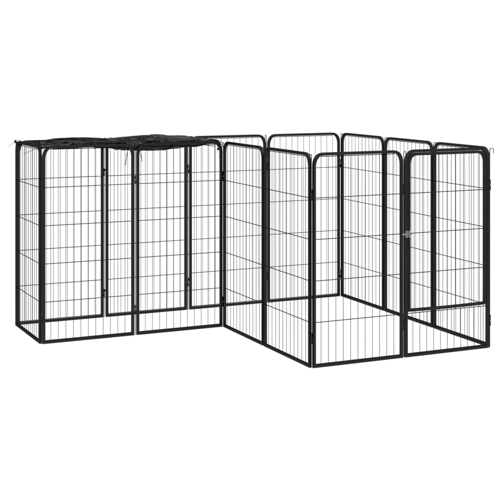 26-Panel Dog Playpen Black 50X100 Cm Powder-Coated Steel