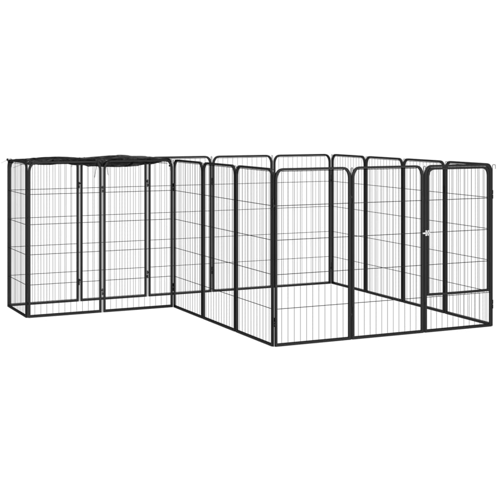 26-Panel Dog Playpen Black 50X100 Cm Powder-Coated Steel