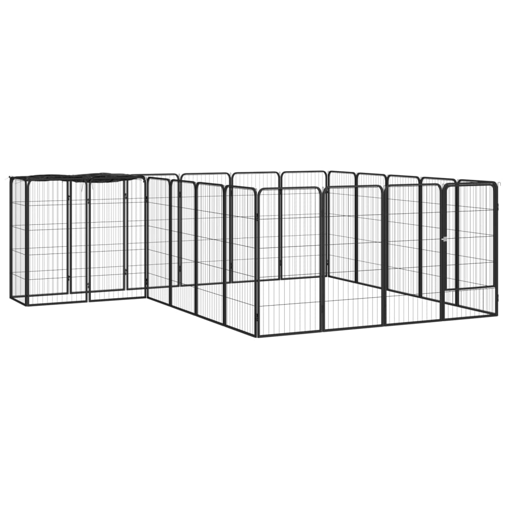 26-Panel Dog Playpen Black 50X100 Cm Powder-Coated Steel