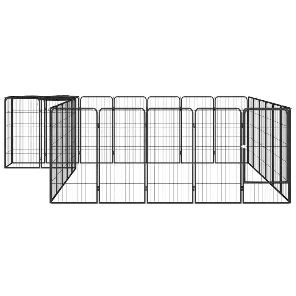 26-Panel Dog Playpen Black 50X100 Cm Powder-Coated Steel