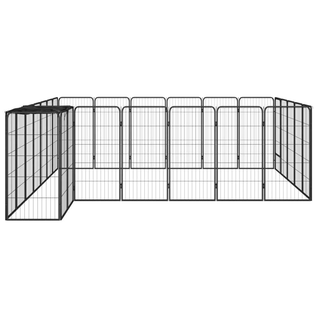 26-Panel Dog Playpen Black 50X100 Cm Powder-Coated Steel