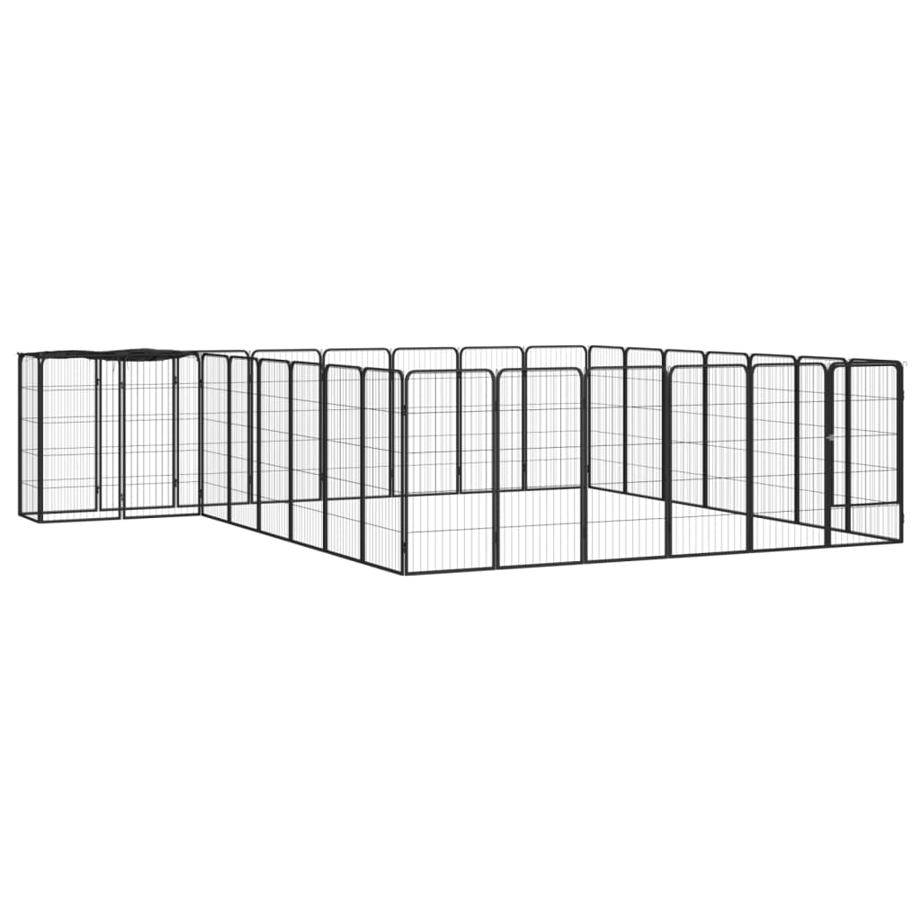 26-Panel Dog Playpen Black 50X100 Cm Powder-Coated Steel