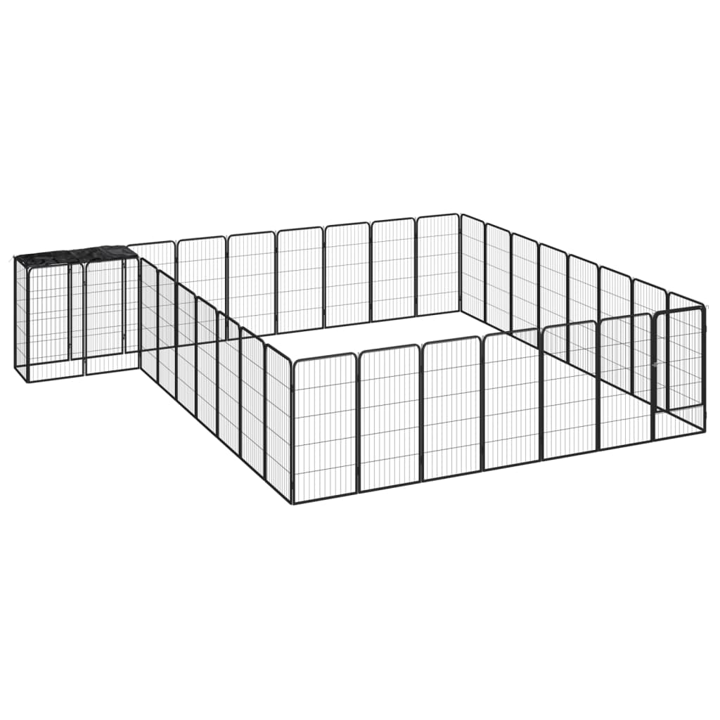 26-Panel Dog Playpen Black 50X100 Cm Powder-Coated Steel