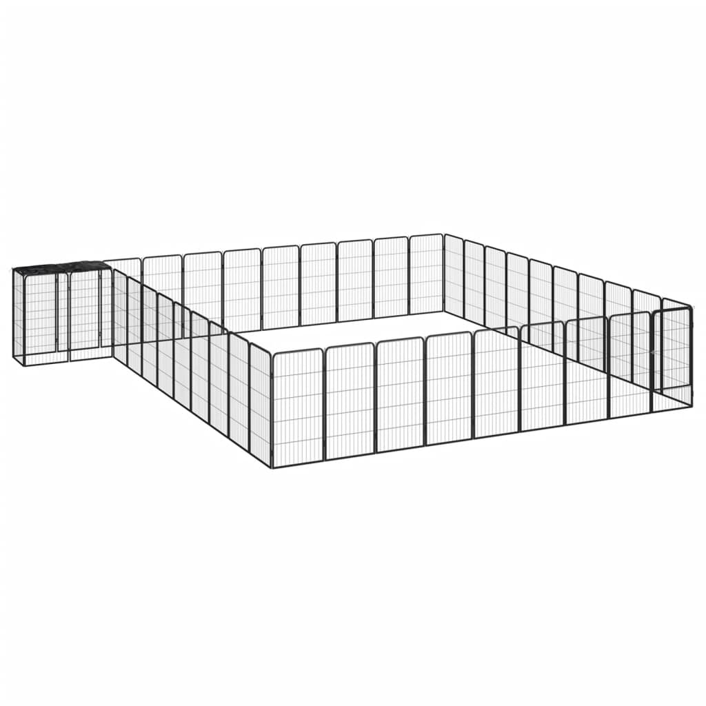 26-Panel Dog Playpen Black 50X100 Cm Powder-Coated Steel