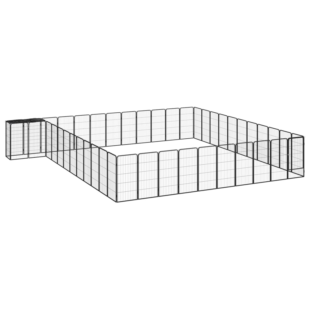 26-Panel Dog Playpen Black 50X100 Cm Powder-Coated Steel