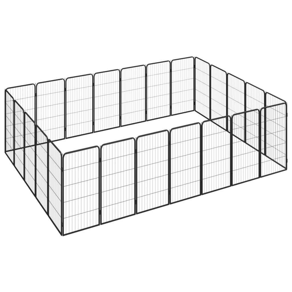 12-Panel Dog Playpen Black 50X100 Cm Powder-Coated Steel