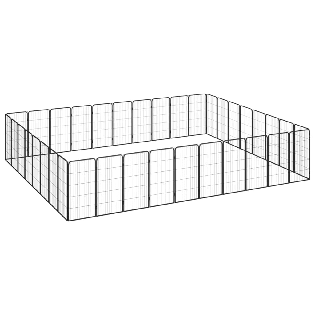 12-Panel Dog Playpen Black 50X100 Cm Powder-Coated Steel