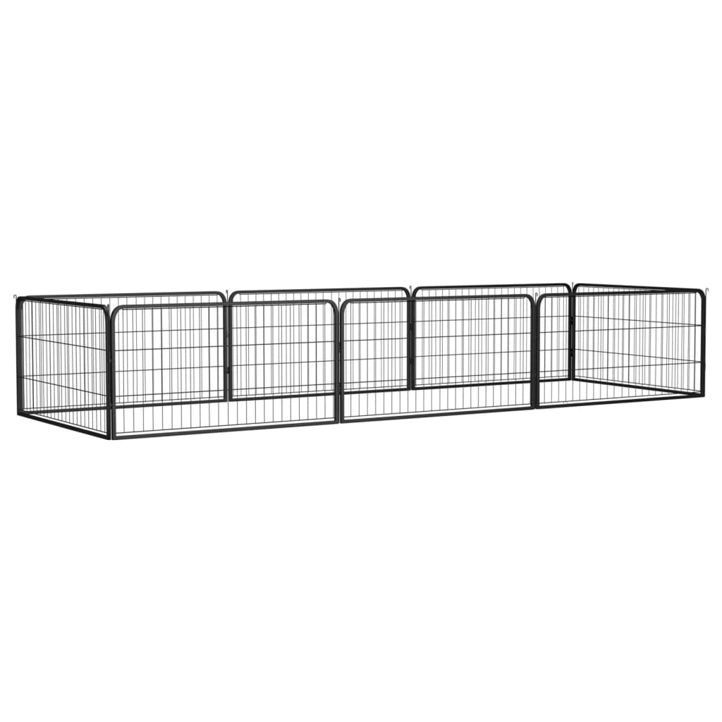 32-Panel Dog Playpen Black 100X50 Cm Powder-Coated Steel
