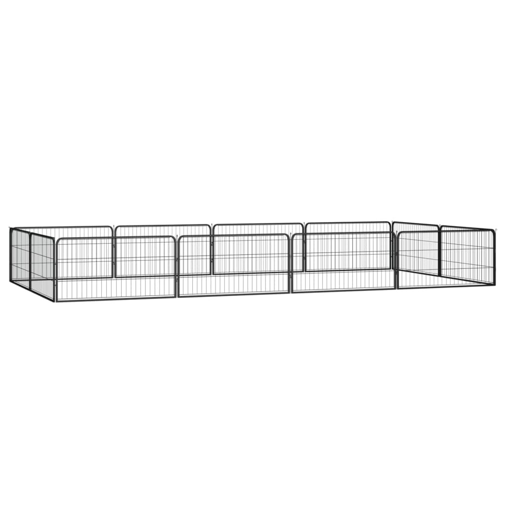 32-Panel Dog Playpen Black 100X50 Cm Powder-Coated Steel
