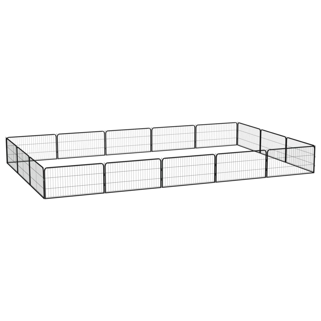 32-Panel Dog Playpen Black 100X50 Cm Powder-Coated Steel