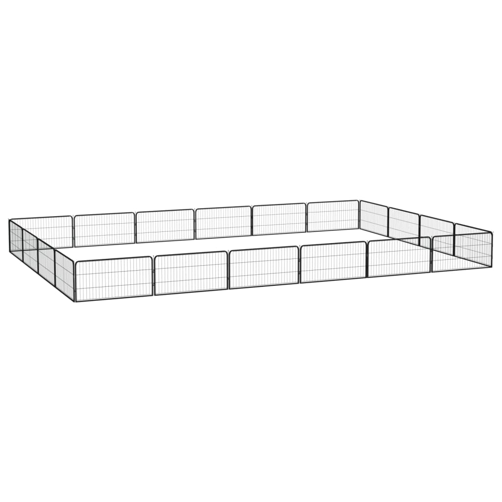 32-Panel Dog Playpen Black 100X50 Cm Powder-Coated Steel