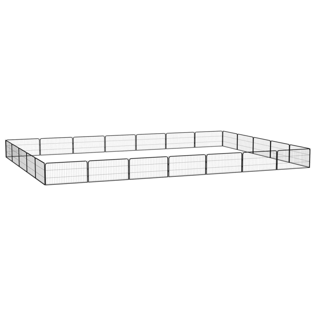 32-Panel Dog Playpen Black 100X50 Cm Powder-Coated Steel