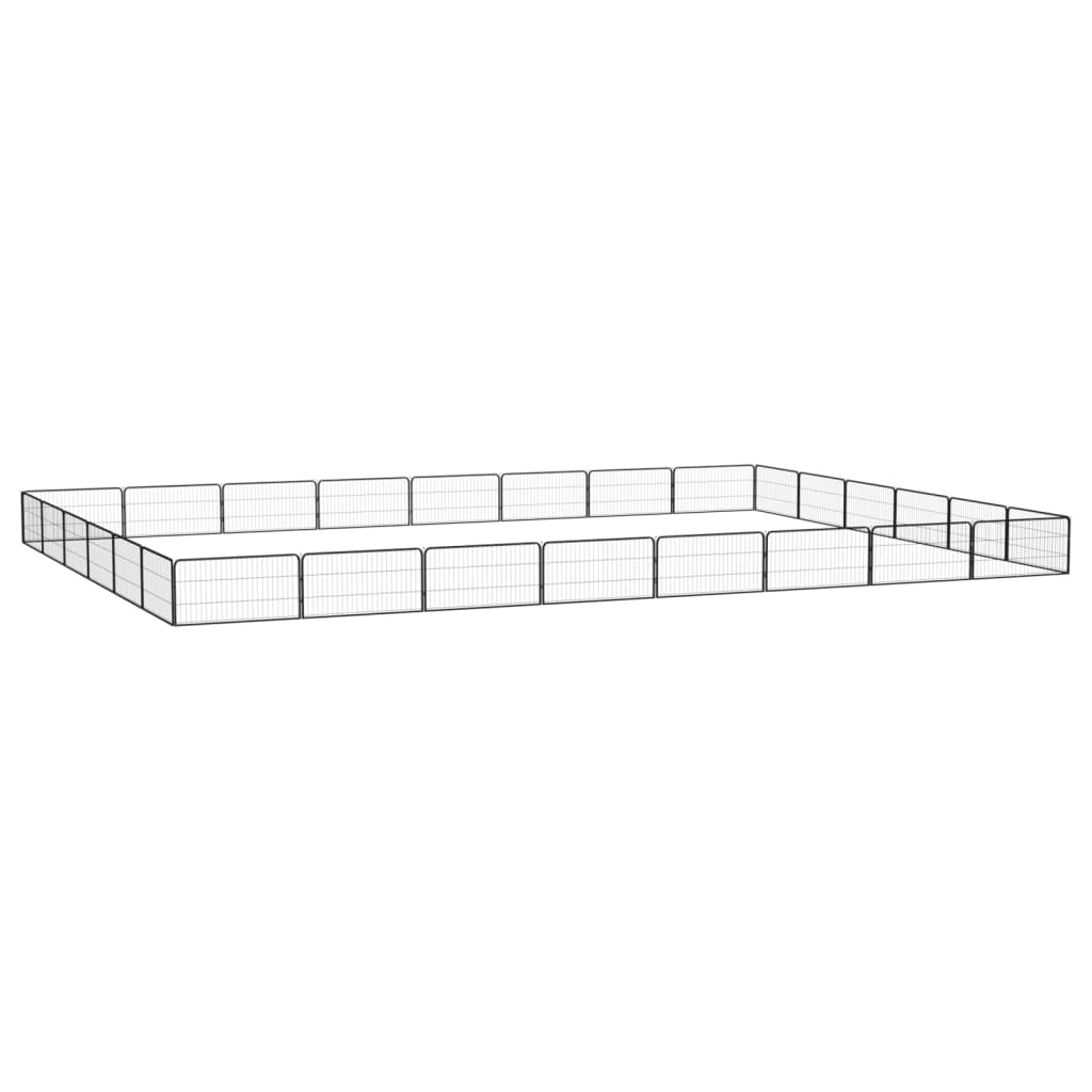 32-Panel Dog Playpen Black 100X50 Cm Powder-Coated Steel