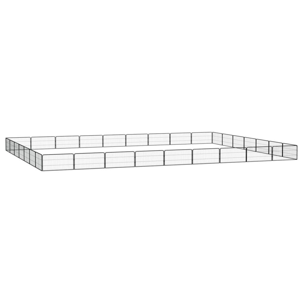 32-Panel Dog Playpen Black 100X50 Cm Powder-Coated Steel