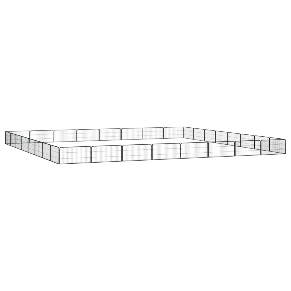 32-Panel Dog Playpen Black 100X50 Cm Powder-Coated Steel