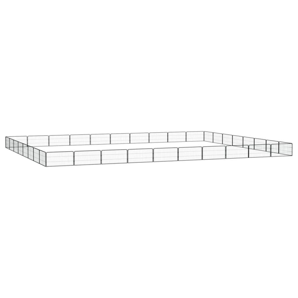 32-Panel Dog Playpen Black 100X50 Cm Powder-Coated Steel