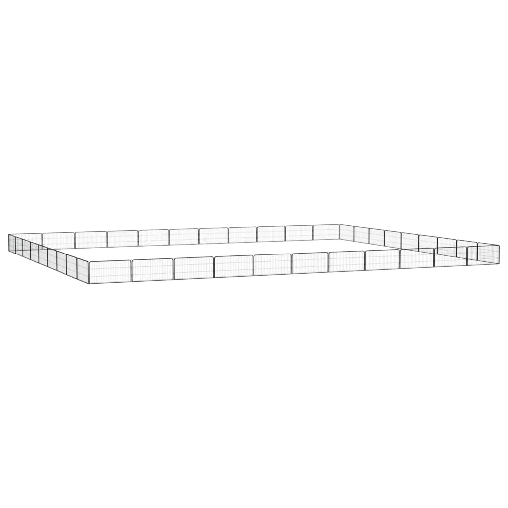 32-Panel Dog Playpen Black 100X50 Cm Powder-Coated Steel