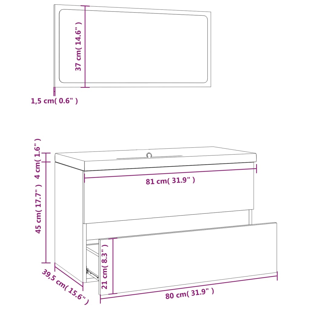 Bathroom Furniture Set Engineered Wood