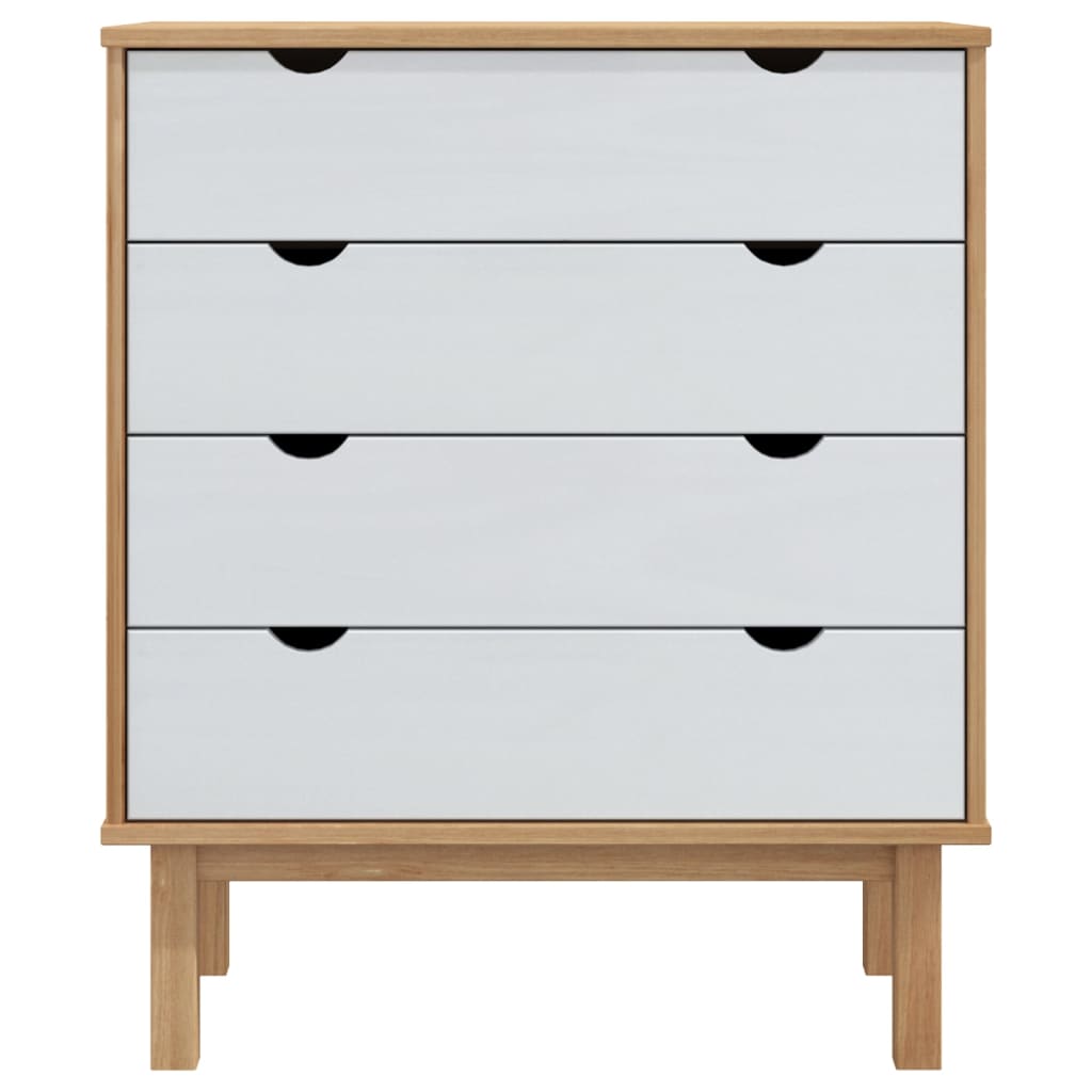 Drawer Cabinet Otta Brown&White 76.5X39.5X90Cm Solid Wood Pine