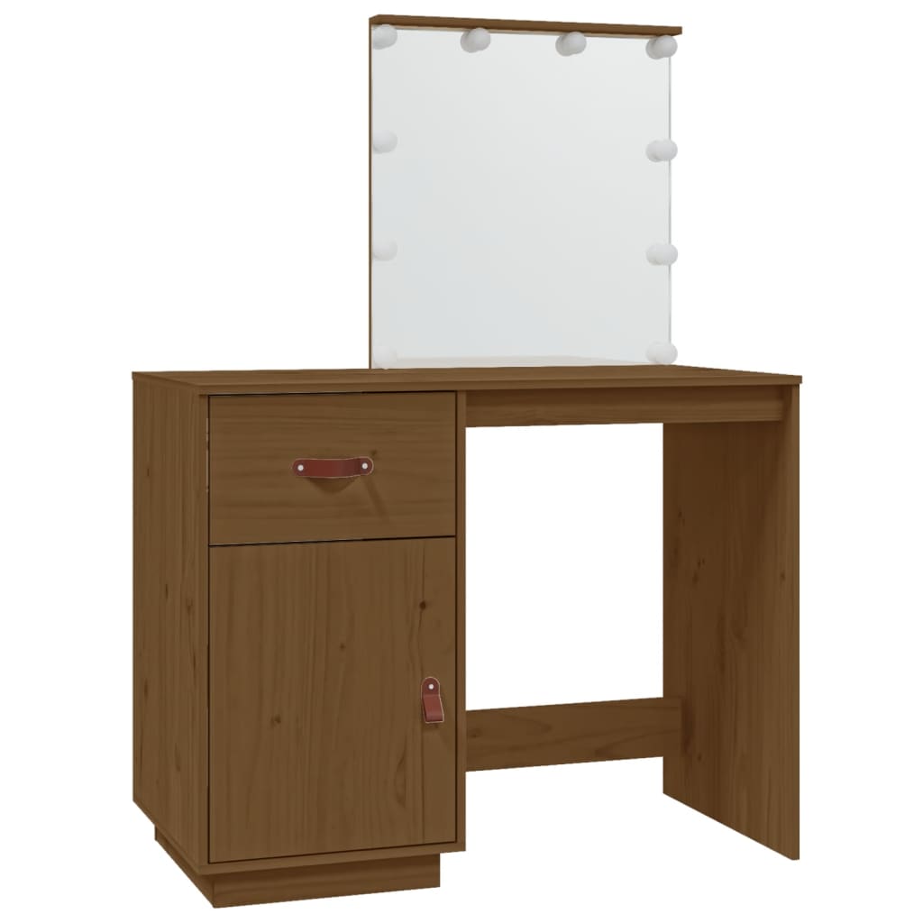 Dressing Table With Led 95X50X133.5 Cm Solid Wood Pine