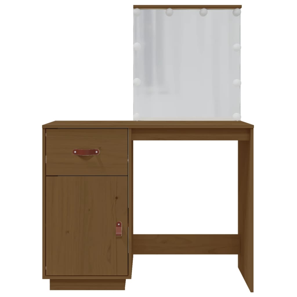 Dressing Table With Led 95X50X133.5 Cm Solid Wood Pine