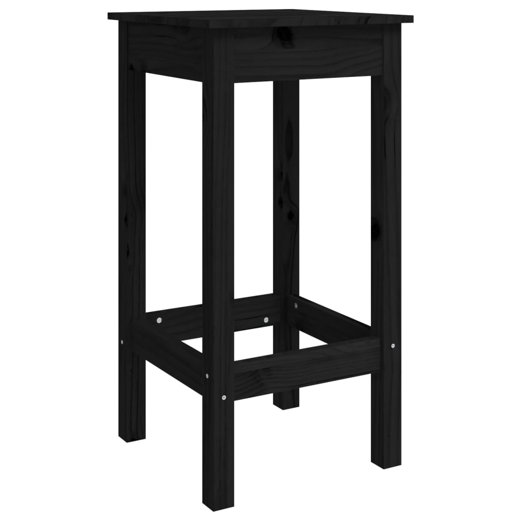 Bar Chairs 2 Pcs Black 40X40X78 Cm Solid Wood Pine