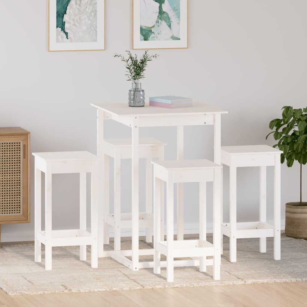 5 Piece Bar Set Solid Wood Pine